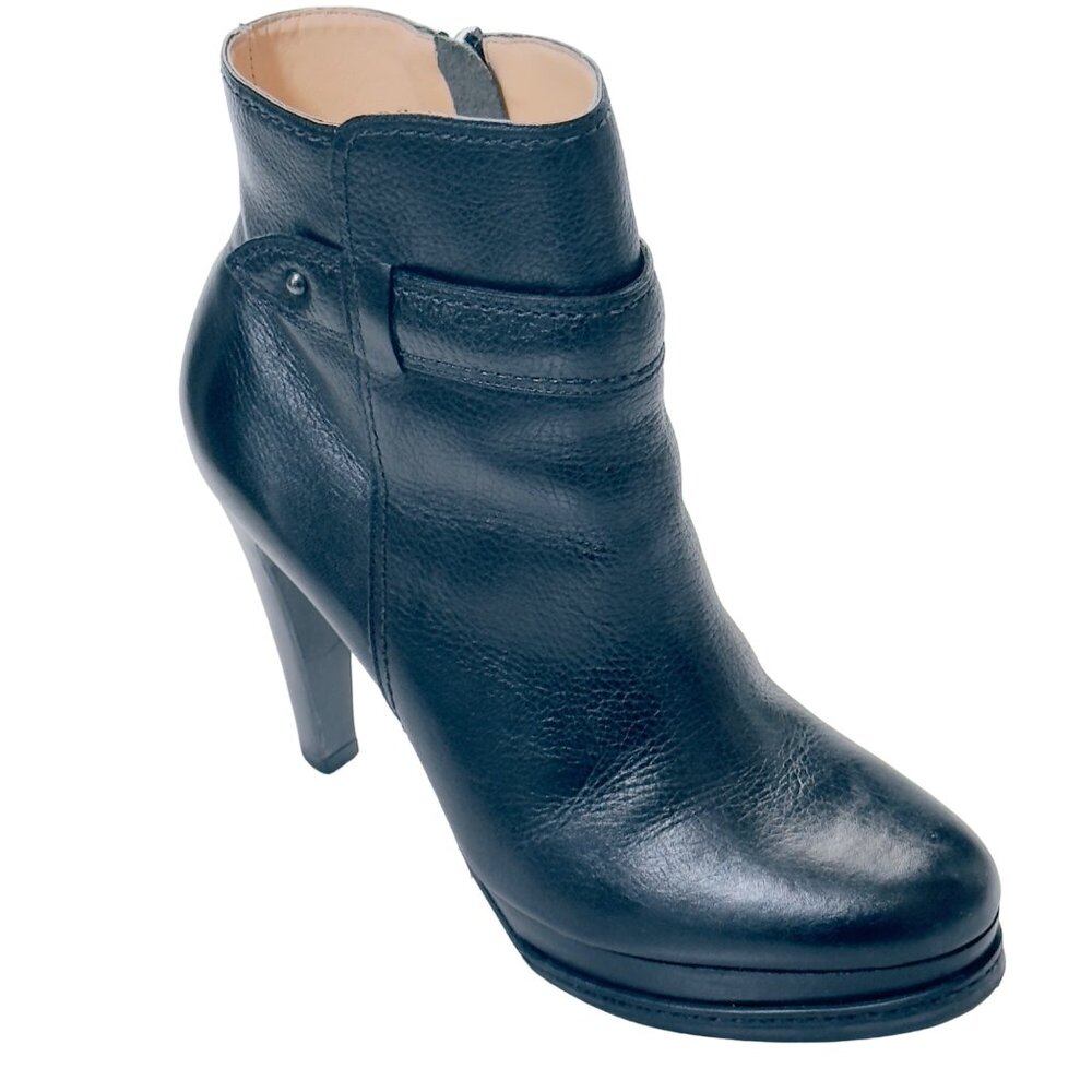TALBOTS Women's Shoes Black Leather Heels Platform Ankle Boots Size 7B